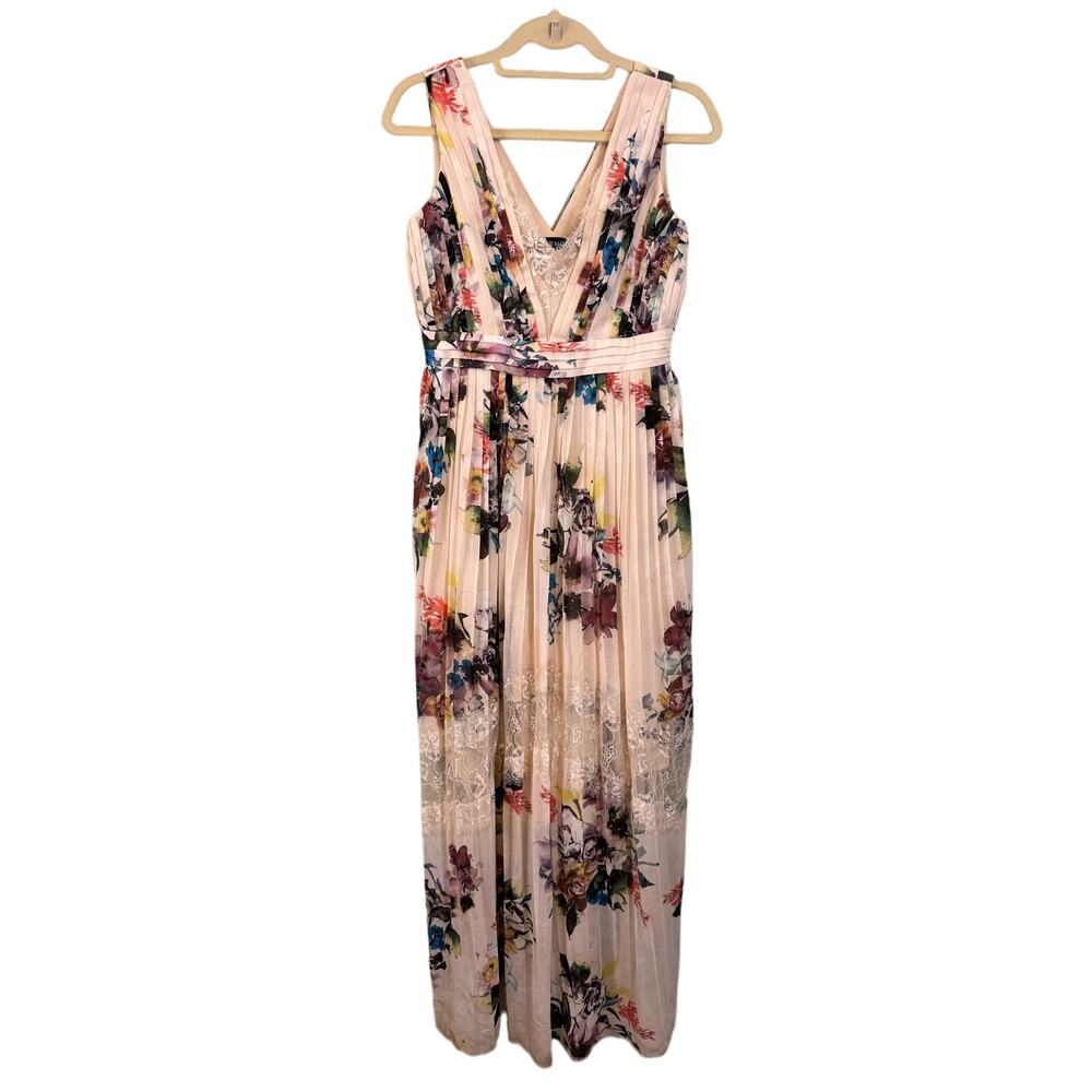 Little Mistress Maxi Dress 6 Light Pink Floral Feminine Romantic Boho Lace Trim - Picture 2 of 12